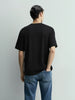 Men's Black Relaxed Fit Embroided 240 GSM Casual T-Shirt
