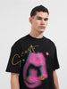 Men's Black Relaxed Fit Embroided 240 GSM Casual T-Shirt