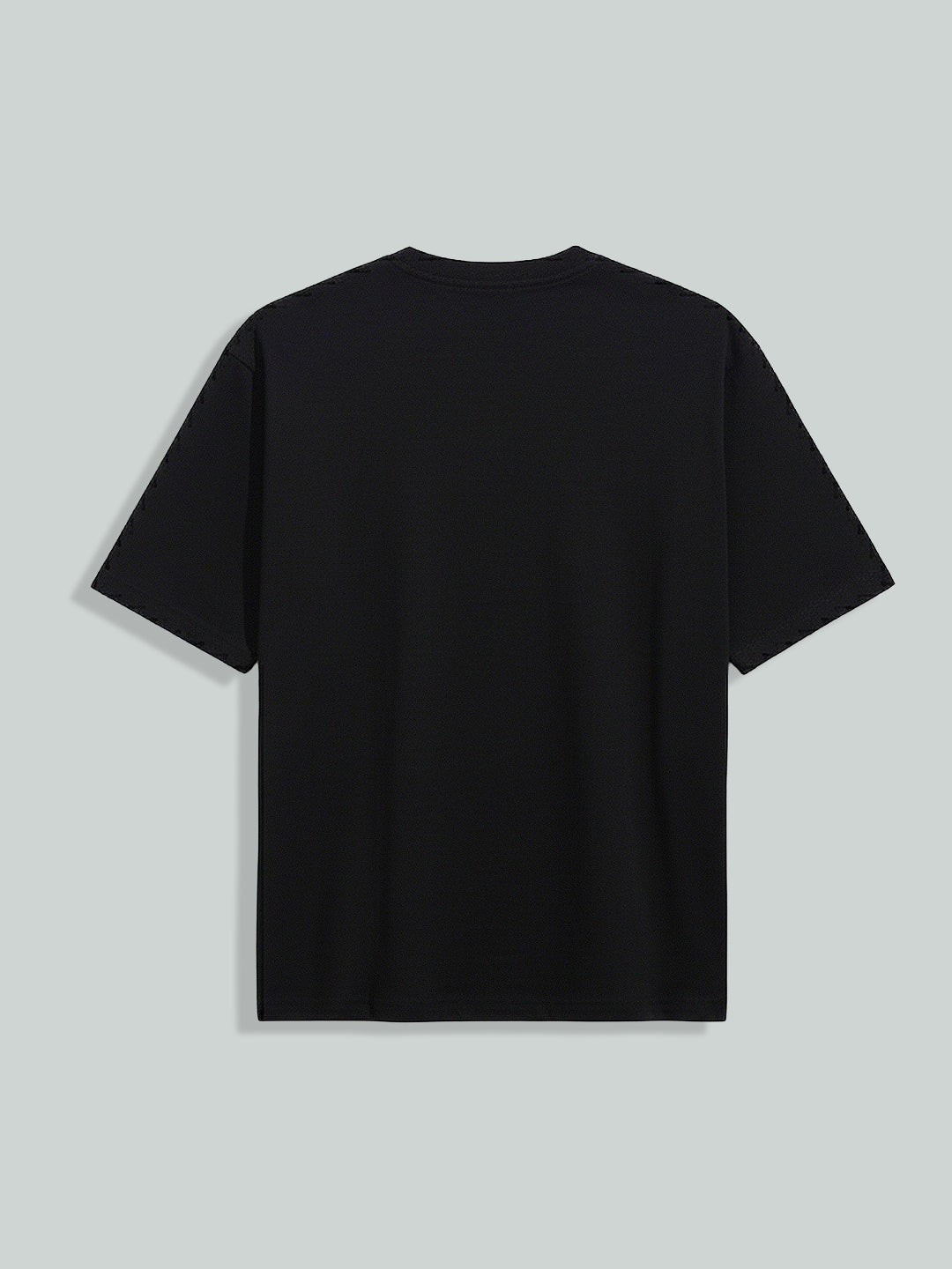 Men's Black Relaxed Fit Embroided 240 GSM Casual T-Shirt