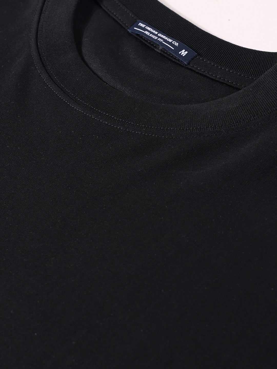 Men's Black Relaxed Fit Embroided 240 GSM Casual T-Shirt
