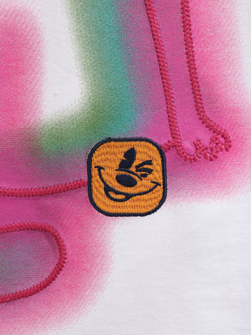 Men's White Relaxed Fit Embroided 240 GSM Casual T-Shirt