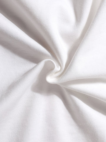 Men's White Relaxed Fit Embroided 240 GSM Casual T-Shirt