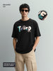 Men's Black Relaxed Fit Embroided 240 GSM Casual T-Shirt