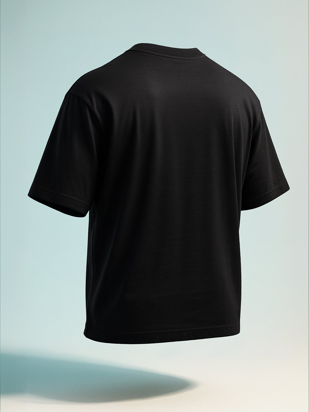 Men's Black Relaxed Fit Embroided 240 GSM Casual T-Shirt