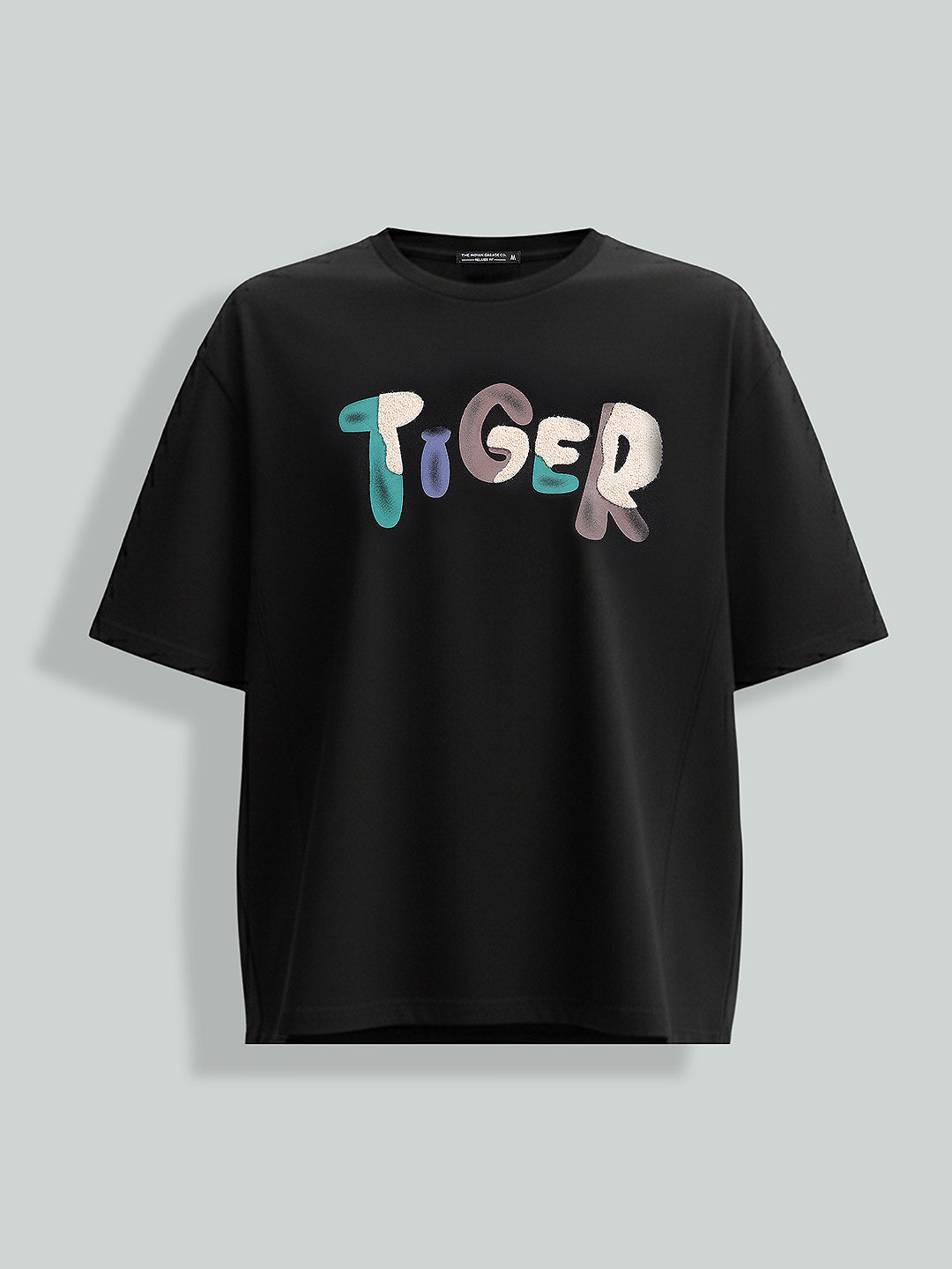 Men's Black Relaxed Fit Embroided 240 GSM Casual T-Shirt