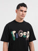 Men's Black Relaxed Fit Embroided 240 GSM Casual T-Shirt