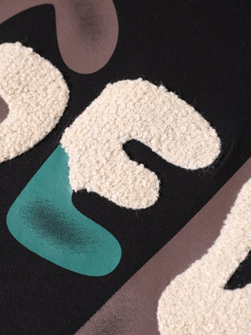 Men's Black Relaxed Fit Embroided 240 GSM Casual T-Shirt