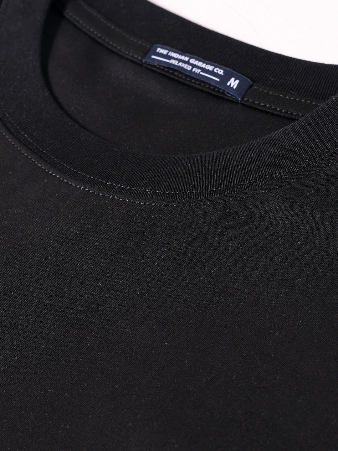 Men's Black Relaxed Fit Embroided 240 GSM Casual T-Shirt