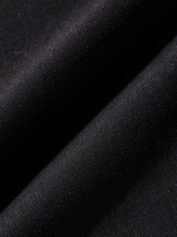 Men's Black Relaxed Fit Embroided 240 GSM Casual T-Shirt