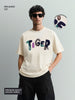 Men's Cream Relaxed Fit Embroided 240 GSM Casual T-Shirt