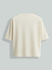Men's Cream Relaxed Fit Embroided 240 GSM Casual T-Shirt