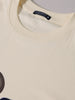 Men's Cream Relaxed Fit Embroided 240 GSM Casual T-Shirt