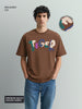 Men's Brown Relaxed Fit Embroided 240 GSM Casual T-Shirt