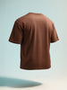 Men's Brown Relaxed Fit Embroided 240 GSM Casual T-Shirt