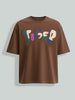 Men's Brown Relaxed Fit Embroided 240 GSM Casual T-Shirt