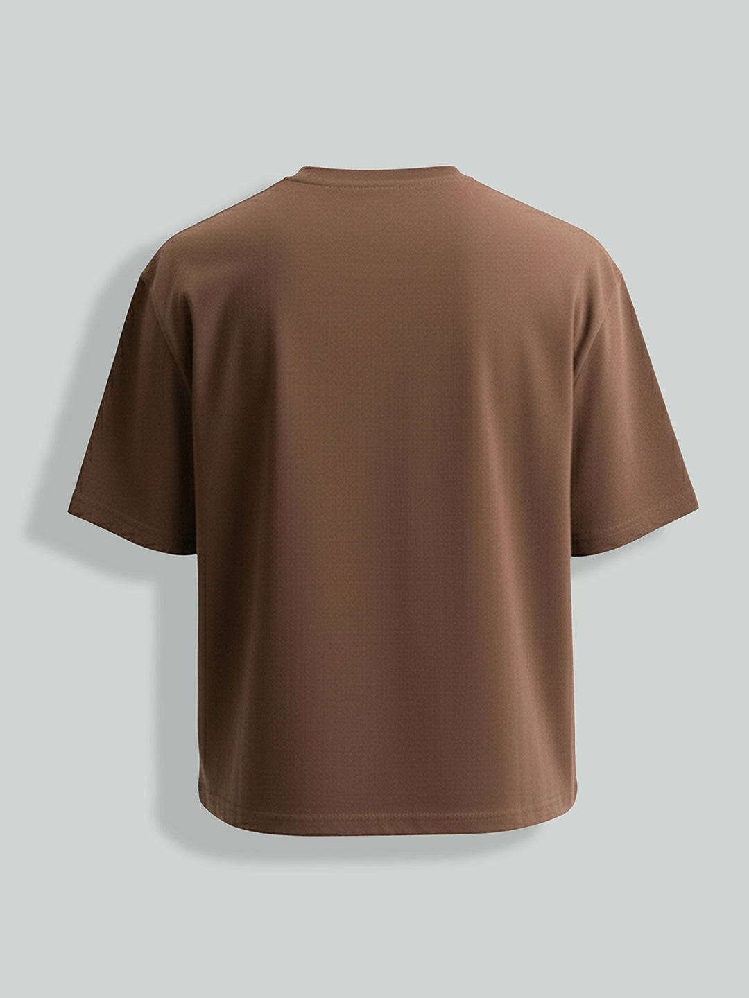 Men's Brown Relaxed Fit Embroided 240 GSM Casual T-Shirt