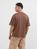 Men's Brown Relaxed Fit Embroided 240 GSM Casual T-Shirt