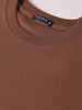 Men's Brown Relaxed Fit Embroided 240 GSM Casual T-Shirt