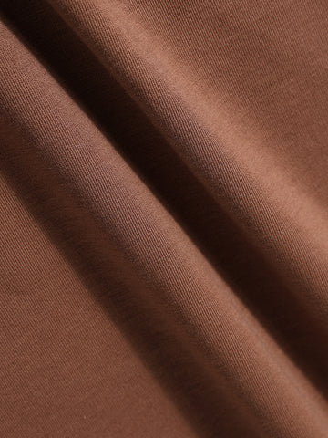 Men's Brown Relaxed Fit Embroided 240 GSM Casual T-Shirt
