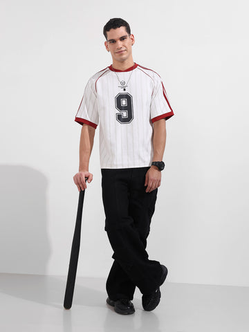 Men's White Relaxed Fit Printed 240 GSM Sport Wear T-Shirt