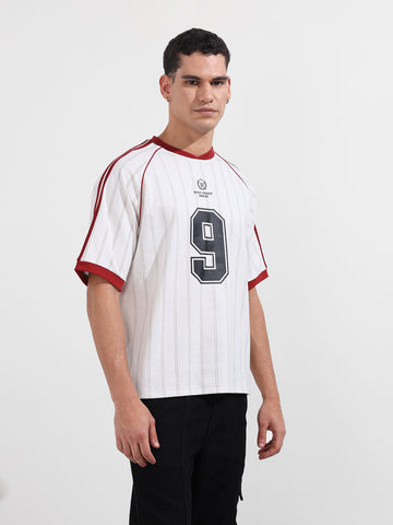 Men's White Relaxed Fit Printed 240 GSM Sport Wear T-Shirt