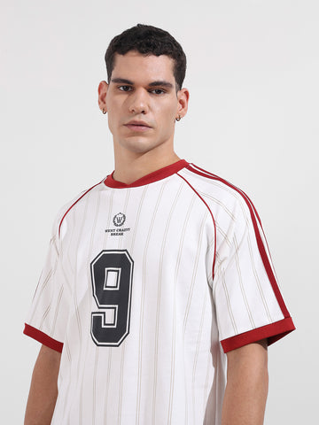 Men's White Relaxed Fit Printed 240 GSM Sport Wear T-Shirt