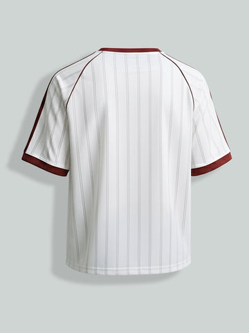 Men's White Relaxed Fit Printed 240 GSM Sport Wear T-Shirt