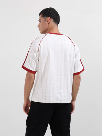 Men's White Relaxed Fit Printed 240 GSM Sport Wear T-Shirt