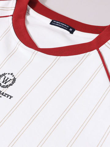 Men's White Relaxed Fit Printed 240 GSM Sport Wear T-Shirt