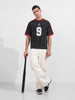 Men's Black Relaxed Fit Printed 240 GSM Sport Wear T-Shirt