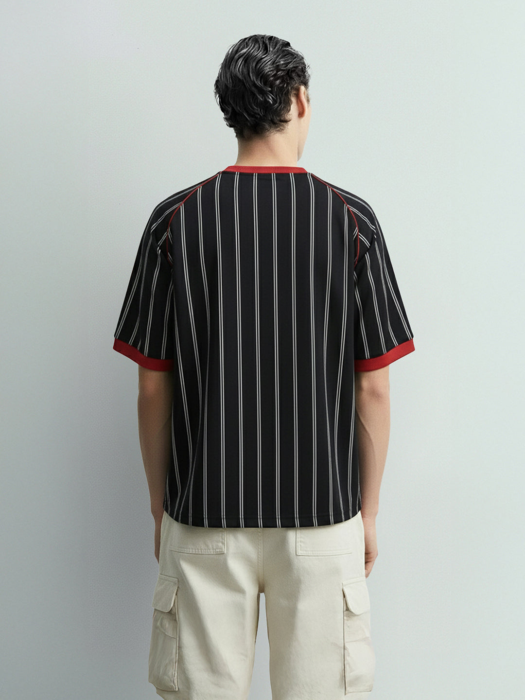 Men's Black Relaxed Fit Printed 240 GSM Sport Wear T-Shirt