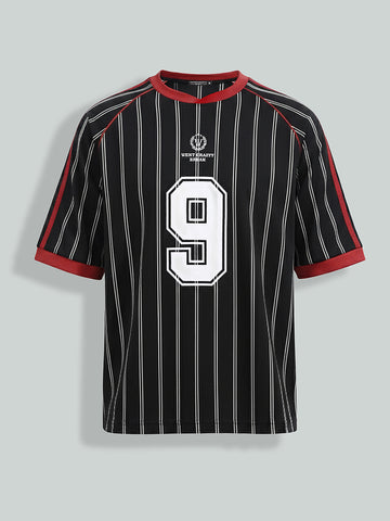 Men's Black Relaxed Fit Printed 240 GSM Sport Wear T-Shirt