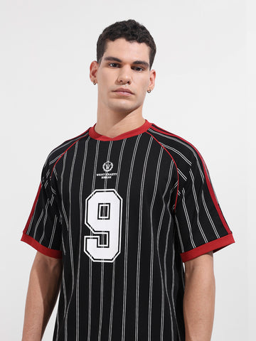 Men's Black Relaxed Fit Printed 240 GSM Sport Wear T-Shirt