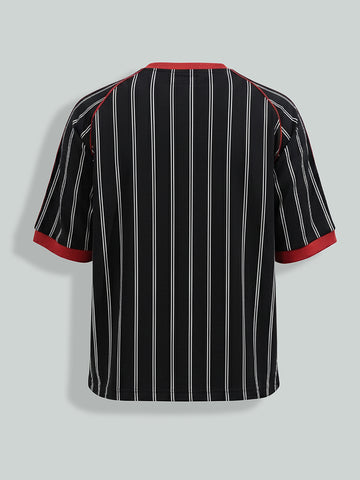 Men's Black Relaxed Fit Printed 240 GSM Sport Wear T-Shirt