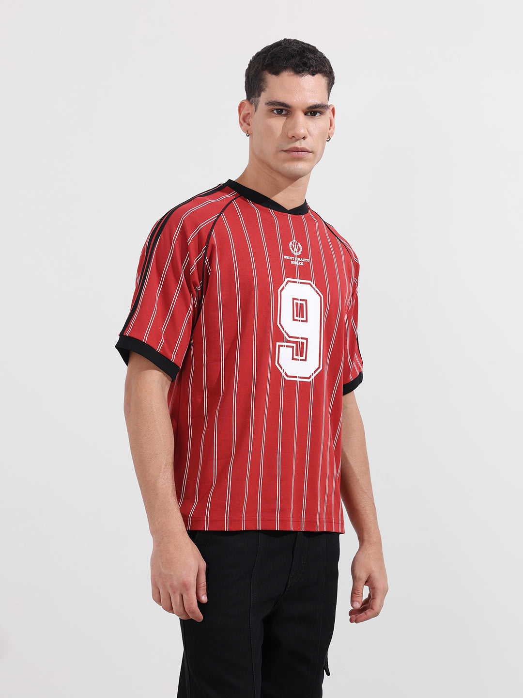 Men's Red Relaxed Fit Printed 240 GSM Sport Wear T-Shirt