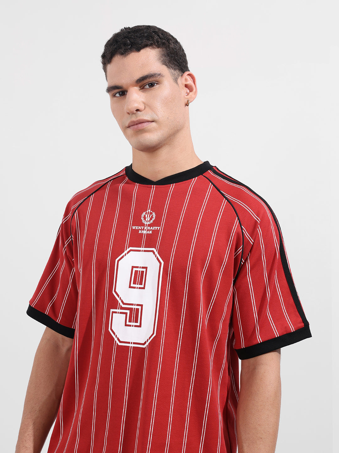 Men's Red Relaxed Fit Printed 240 GSM Sport Wear T-Shirt