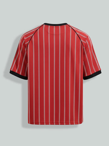 Men's Red Relaxed Fit Printed 240 GSM Sport Wear T-Shirt