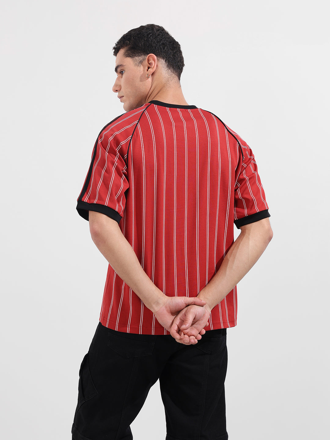Men's Red Relaxed Fit Printed 240 GSM Sport Wear T-Shirt