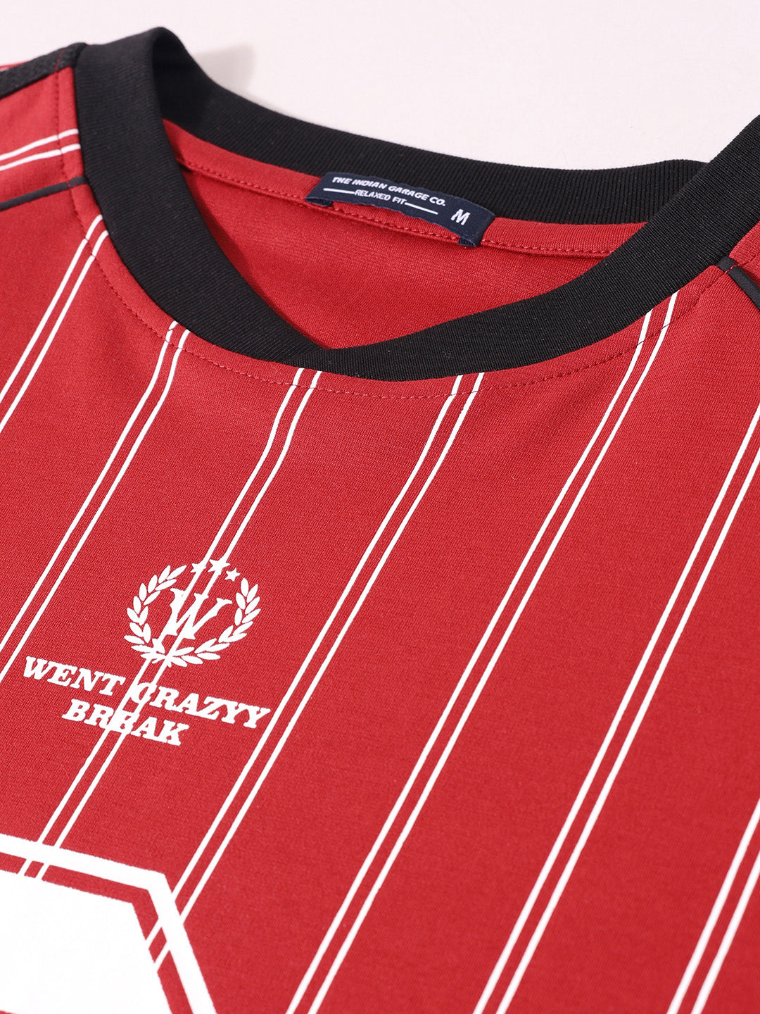 Men's Red Relaxed Fit Printed 240 GSM Sport Wear T-Shirt