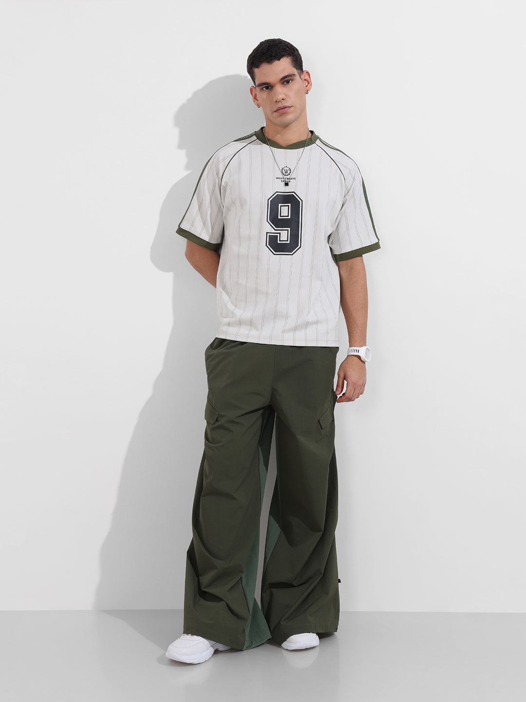 Men's Cream Relaxed Fit Printed 240 GSM Sport Wear T-Shirt