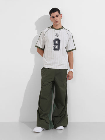 Men's Cream Relaxed Fit Printed 240 GSM Sport Wear T-Shirt