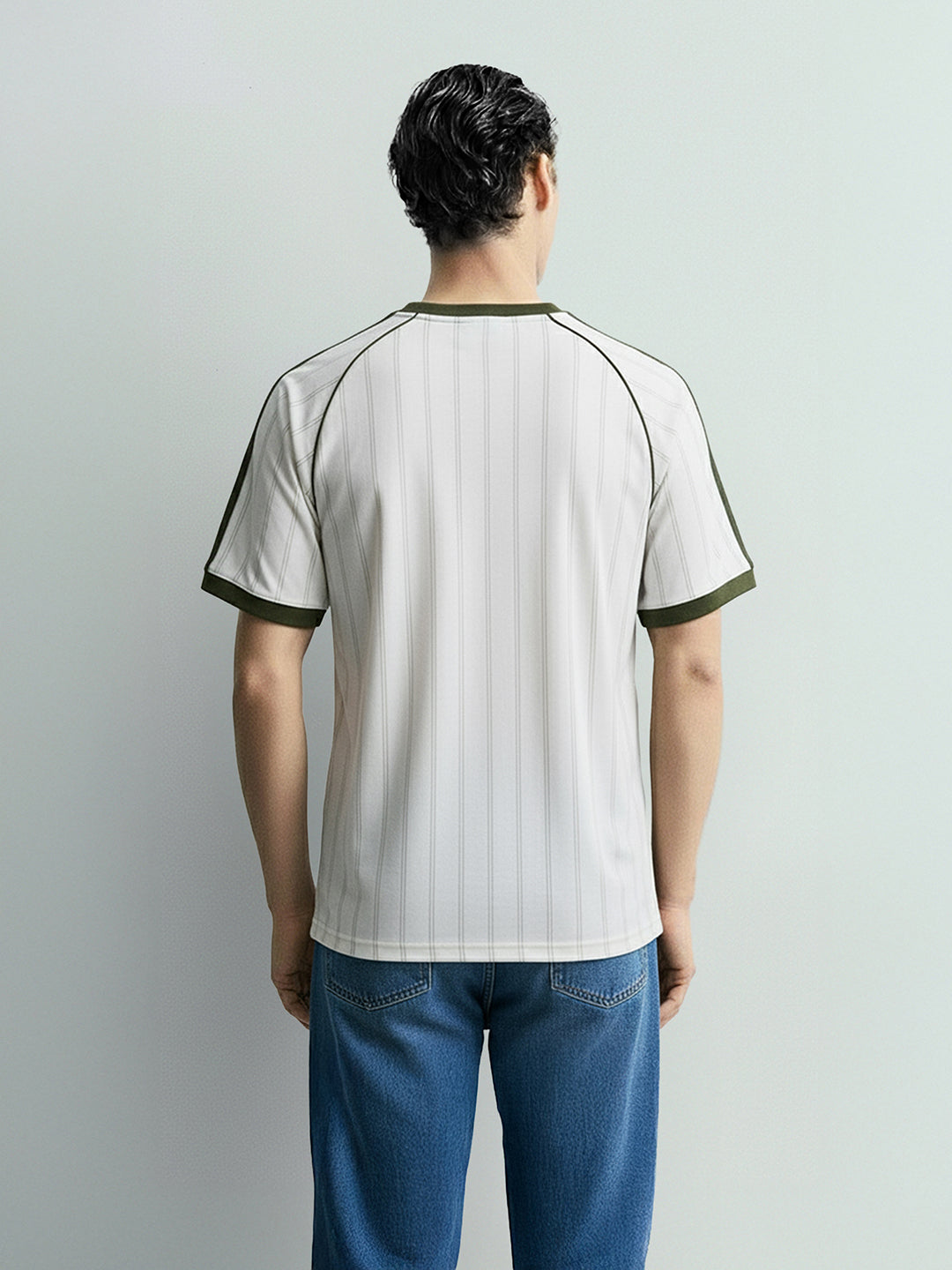 Men's Cream Relaxed Fit Printed 240 GSM Sport Wear T-Shirt