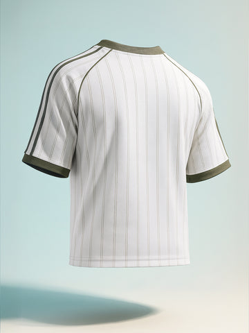 Men's Cream Relaxed Fit Printed 240 GSM Sport Wear T-Shirt