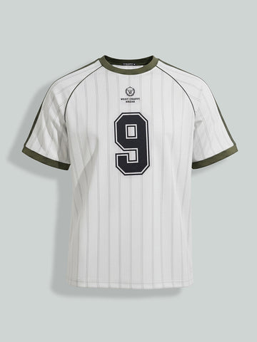 Men's Cream Relaxed Fit Printed 240 GSM Sport Wear T-Shirt