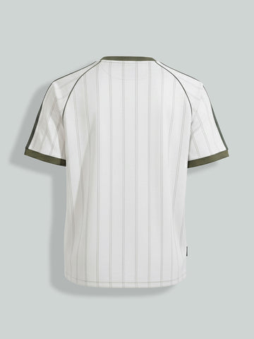 Men's Cream Relaxed Fit Printed 240 GSM Sport Wear T-Shirt