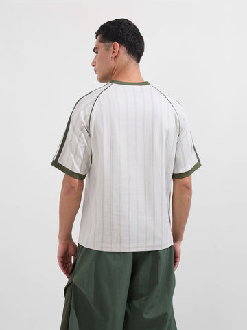 Men's Cream Relaxed Fit Printed 240 GSM Sport Wear T-Shirt