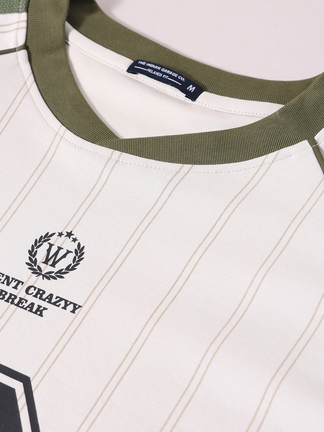Men's Cream Relaxed Fit Printed 240 GSM Sport Wear T-Shirt