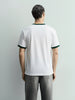 Men's White Relaxed Fit Graphic Printed 240 GSM Sport Wear T-Shirt