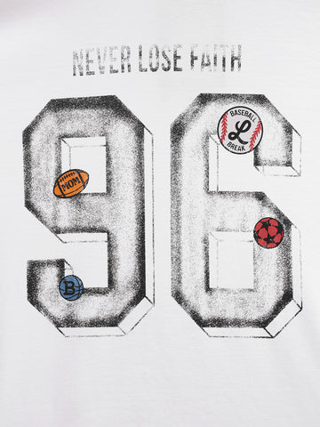 Men's White Relaxed Fit Graphic Printed 240 GSM Sport Wear T-Shirt