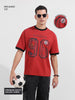 Men's Red Relaxed Fit Graphic Printed 240 GSM Sport Wear T-Shirt